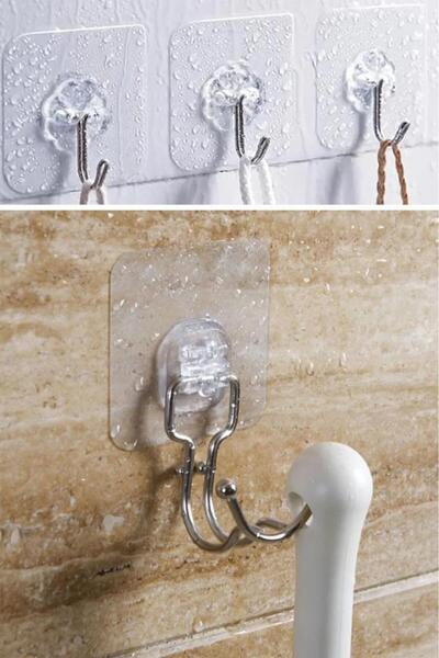 jetfast 5Pcs Transparent Strong Self Adhesive Door Wall Hangers Heavy Load Bearing