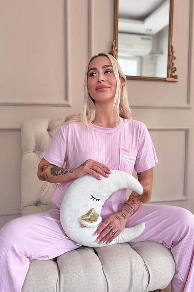Pijamaevi Pink Dublin rövid ujjú csipke női pizsama szett