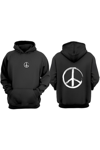 Anetos Sweatshirt negru cu imprimeu pe spate cu simbolul păcii negru