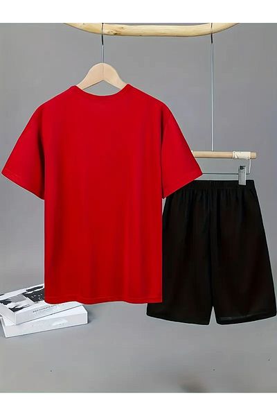 aynewmoda Sports Style - Print Short Sleeve T-Shirt and Lace up Waist Shorts, Going Out