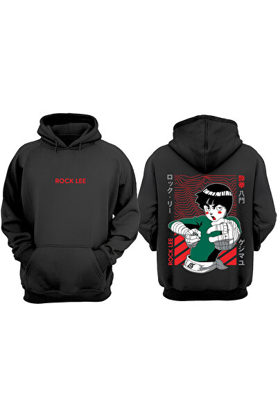 Anetos Naruto Rock Lee Design Rucsac cu imprimeu Negru Swea tricou