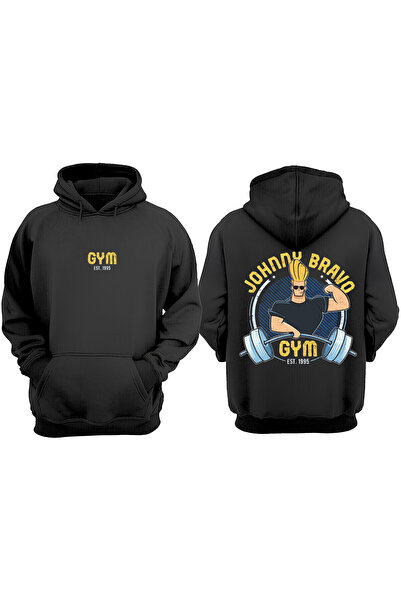 Anetos Μαύρο φούτερ Johnny Bravo Gym Design Back με τύπωμα
