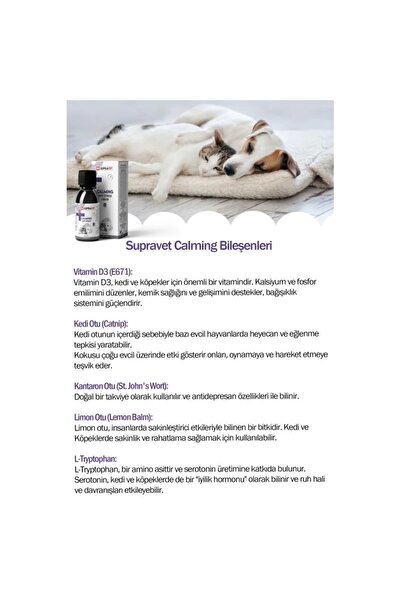 Supravet Calming Anti Stress Liquid Calming Drops for Cats and Dogs 100 Ml
