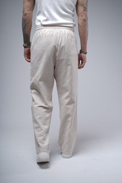 king brich Ανδρικό παντελόνι Gabardine με φαρδύ καλούπι με λεπτομέρεια στο μπροστινό μέρος