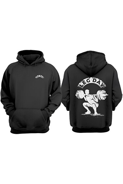 Anetos Μαύρο φούτερ Leg Day Design Back με τύπωμα