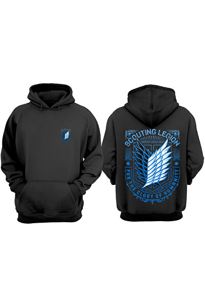 Anetos Μαύρο φούτερ Attack Or Titan Logo Scouting Design Backpack με τύπωμα