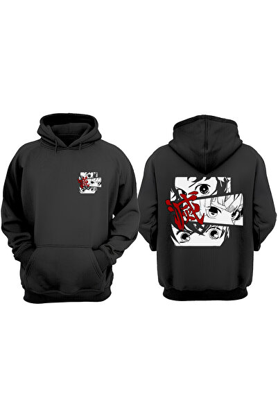 Anetos Μαύρο φούτερ Damon Slayer Kimetsu No Yaiba Design Backpack με τύπωμα