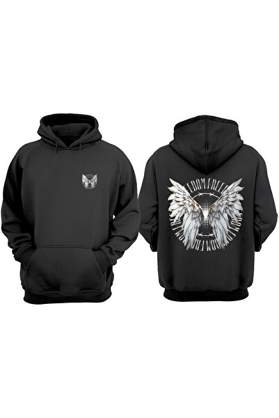 Anetos Freedom Angel Design Spate cu imprimeu Negru Swea tricou