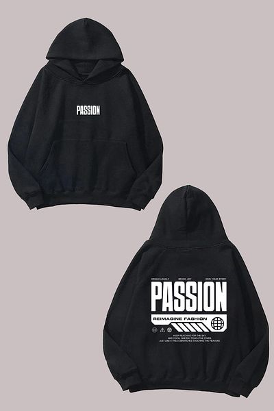 Anetos Passion Design Back Printed Black Sweatshirt