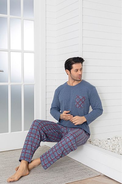 Sude HOMEWEAR Ercan Bottom Square Top με τσέπη γαλάζιο Pjm Tkm