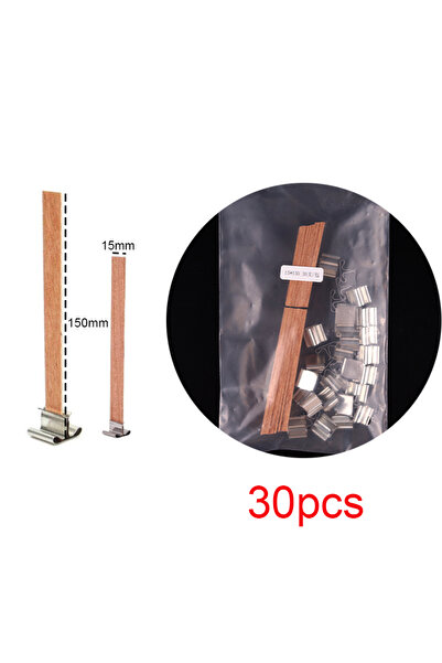 Choice مجموعة فتائل خشبية لصنع الشموع، 30 قطعة، مقاس 15 × 150 مم، مزودة بقاعد...