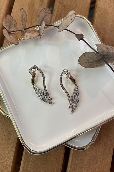 AURA ATELIER Steel Two-Color Angel Wing Earrings