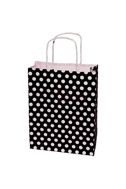 Tinky Winky Kağıt Kraft Çanta Siyah Puantiyeli 25x12x31 /hediye Poşeti 3'lü