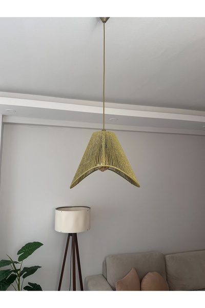 KorFam HASIR EL YAPIMI BOHEM ASİMETRİK ŞEKİLLİ RUSTİK AVİZE