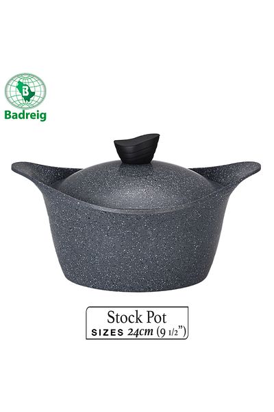 badreig LAHOYA CERAMIC COATED Pot With Lid 24Cm 4.2L Grey Aluminum  Marble Nonstick Coating |Made in Saudi