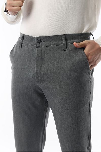 İDS COLLECTİON Zimní šedé kalhoty Slim Fit z lycry