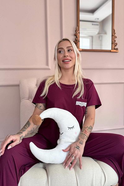 Pijamaevi Plum Dublin Short Sleeve Lace Women's Pajamas Set