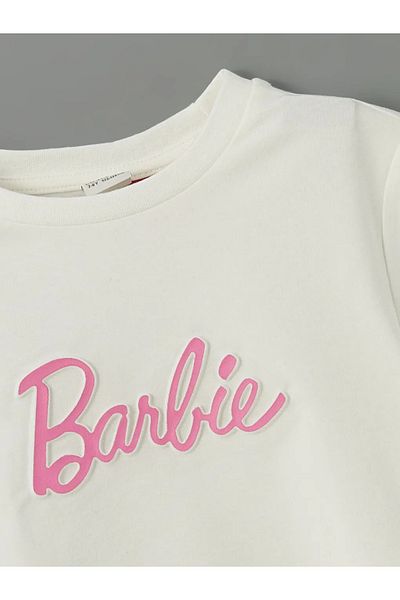 LC Waikiki LCW Kids Ecru Crew Neck εμπριμέ για κορίτσια Crop T-shirt