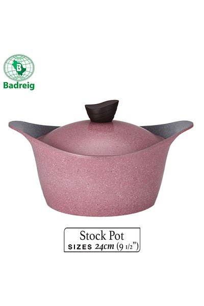 badreig LAHOYA CERAMIC COATED Pot With Lid 24Cm 4.2L Pink Aluminum  Marble Nonstick Coating |Made in Saudi