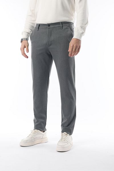 İDS COLLECTİON Zimní šedé kalhoty Slim Fit z lycry
