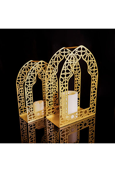 Wall Art İstanbul İslami Motifli 2'li Metal Ramazan Mumluk Seti - Ramazan Süs...