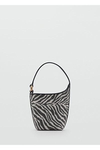MANGO Woman Zebra Pattern Bucket Bag