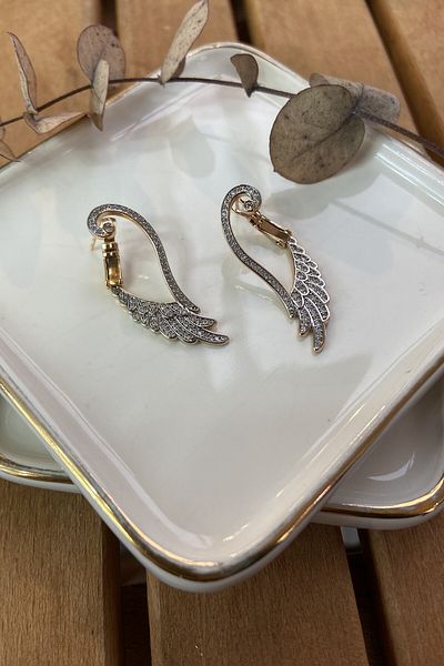 AURA ATELIER Steel Two-Color Angel Wing Earrings