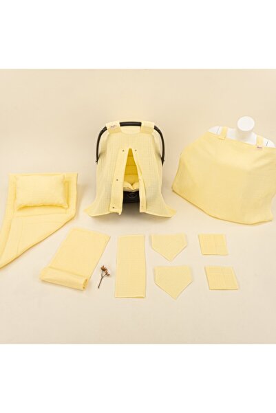 Yunikobaby طقم مميز مكون من 11 قطعة - طبقة واحدة - موسلين أصفر