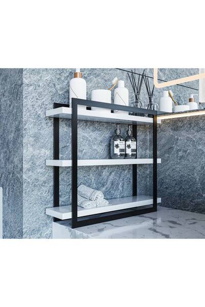 alpaevmobilya Mutfak Banyo Rafı 3 Raflı Metal Çerçeveli