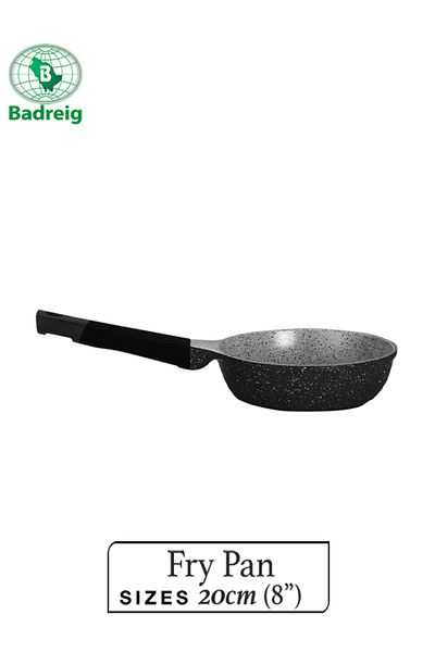 badreig LAHOYA CERAMIC COATED FRY PAN 20CM 1.2L Black Aluminum  Marble Nonstick Coating |Made in Saudi