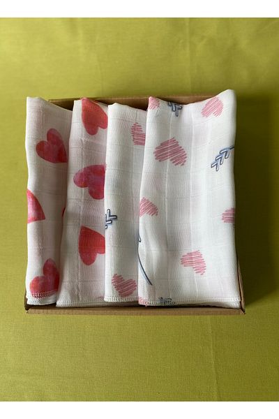 tiny wood 100% Cotton Oeko-Tex Certified Baby Mouth Wipes Set of 4 (40X35 cm)