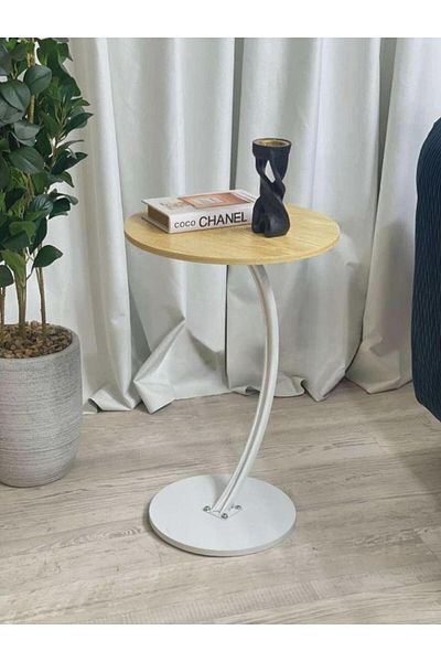 kafeny Single tea table beige color white base