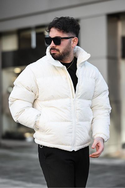 MİS MODA Men's Flock Printed Padded Coat