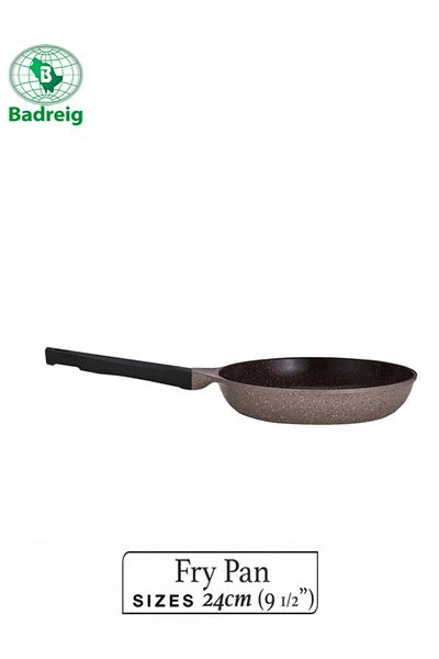 badreig LAHOYA CERAMIC COATED FRY PAN 24CM 1.9L Brown Aluminum  Marble Nonstick Coating |Made in Saudi