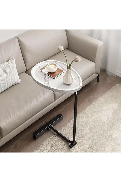 kafeny Black serving table with white wooden top