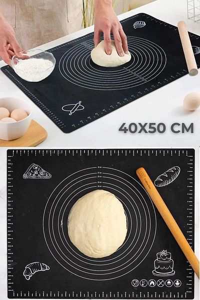 Ülgenev Pizza Making Kit - Nonstick Tray, Metal Spatula and Silicone Dough Mat