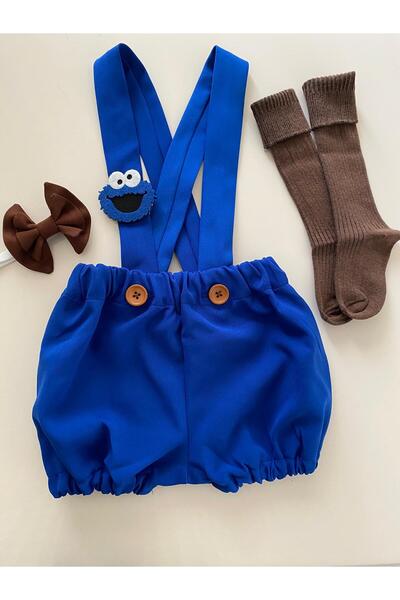 tubibebe 3'lü Kurabiye Canavarı Susam Sokağı Konsept Salopet + Papyon + Çorap...
