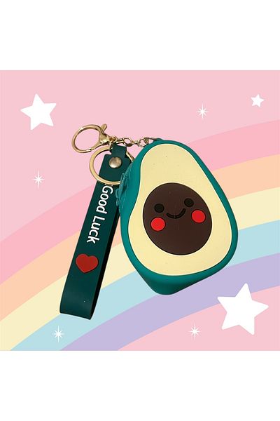 mon chemin A Quality Silicone Avocado Green Mini Wallet Keychain Charm