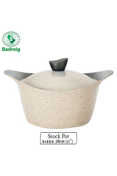 badreig LAHOYA CERAMIC COATED Pot With Lid 28Cm 6.15L Ivory Aluminum  Marble Nonstick Coating |Made in Saudi