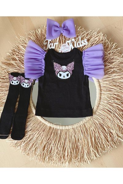 EBRU ÖZÖRGÜCÜ Girl's Ruffled Sleeves Lilac Color Tutu Skirt Suit