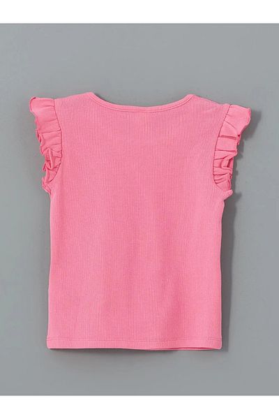 LC Waikiki Μπλουζάκι για κοριτσάκι LCW Kids Pink Crew Neck με υφή