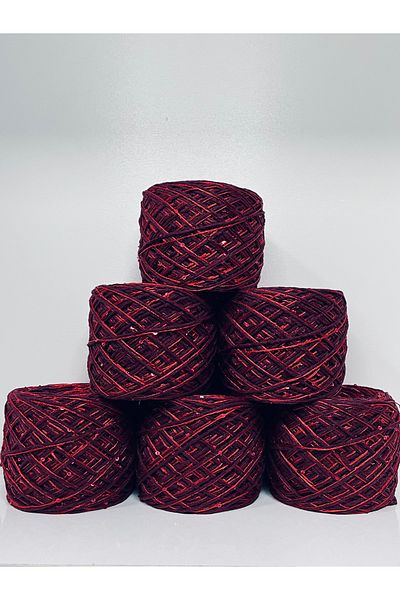 göçer 100% Cotton Color Burgundy, Red Sequin Visual Net 600 Gr
