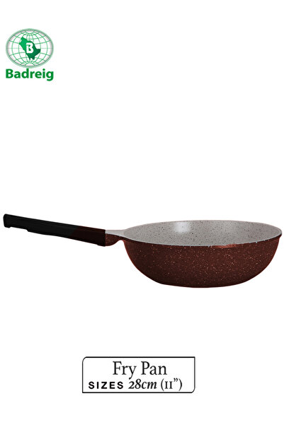 badreig مقلاة لاهويا المطلية بالسيراميك 28 سم 3.9 لتر طلاء رخامي أحمر من الأل...