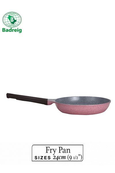 badreig LAHOYA CERAMIC COATED FRY PAN 24CM 1.9L Pink Aluminum  Marble Nonstick Coating |Made in Saudi