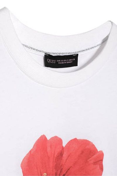 Quzu Tsh00024 Tricou de damă alb model