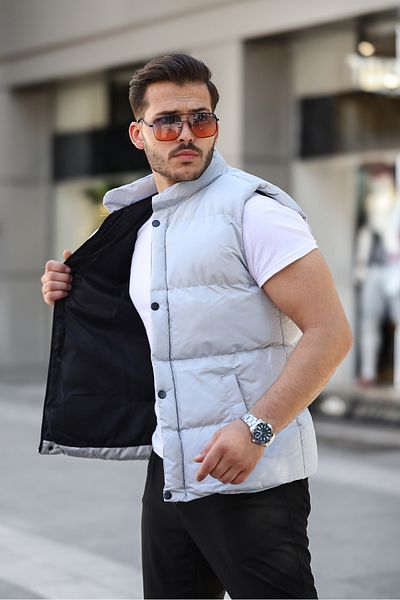 YXC Trend Maker Men's Inflatable Vest - Snap Fastener and Zipper, Stone Color