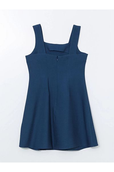 LC Waikiki Γυναικείο φόρεμα LCW Comfort Indigo με τετράγωνο γιακά