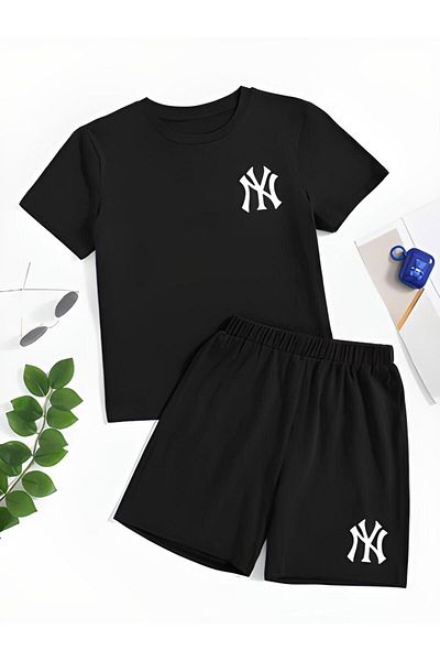 THEKONT КОМПЛЕКТ ЛЕТНИ КЪСИ/ТЕНИСКА ЗА МОМИЧЕТА/МОМЧЕТА NY С ЩАМП
