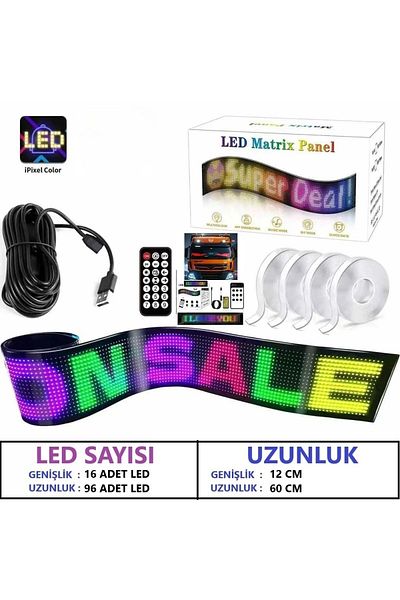 Fırsat7 Ecran LED flexibil Matrix 16x96, controlat de telefon, lipire pe sticlă, mașină, acasă, magazin, birou, semnalizare Bluetooth