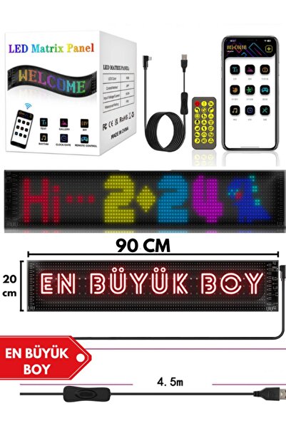 Fırsat7 16x96+ Matrix Esnek Led Ekran Telefon Kontrollü Cama Yapışan Araba Ev...